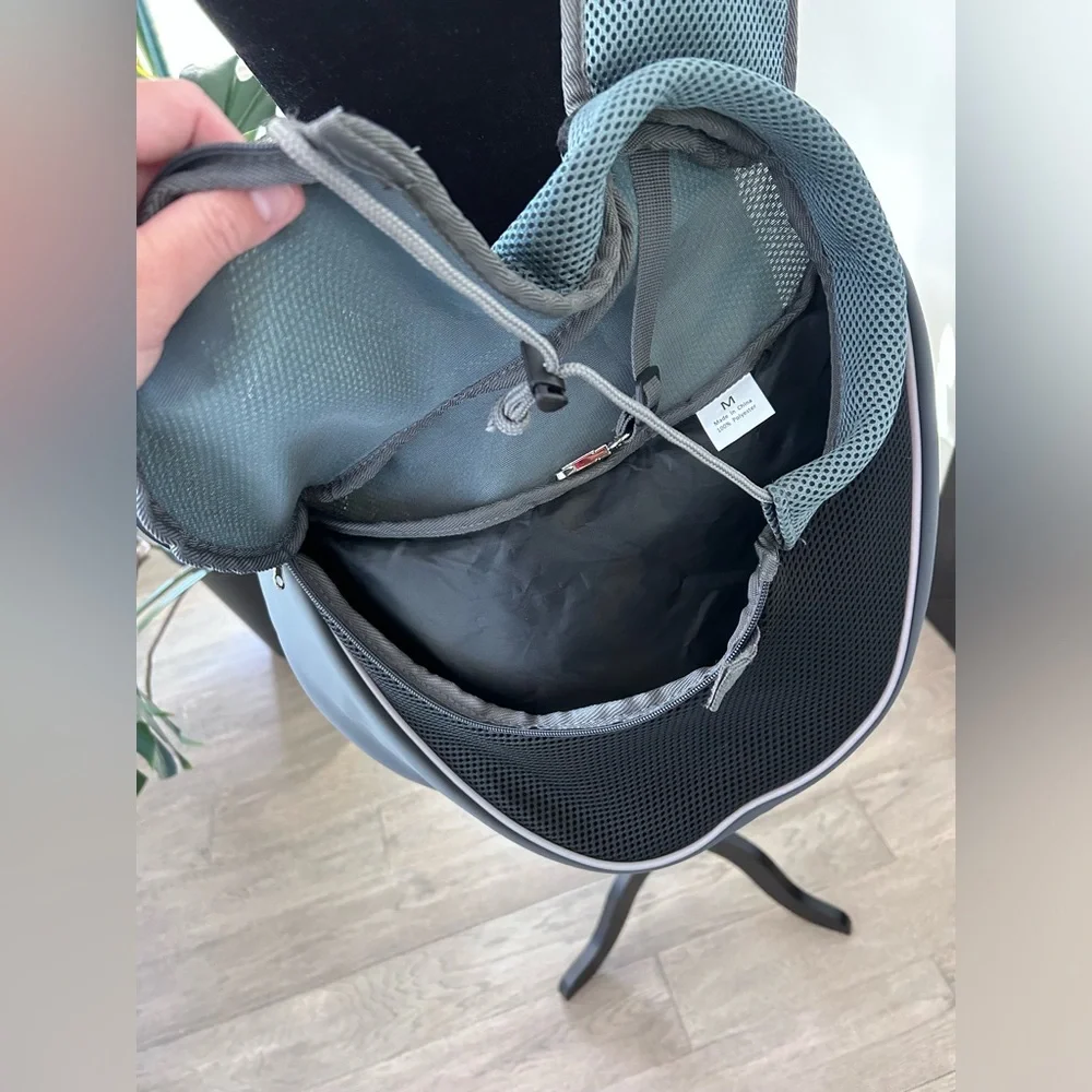 Gray Mesh Dog Sling Carrier - Hands-Free Pet Carrier